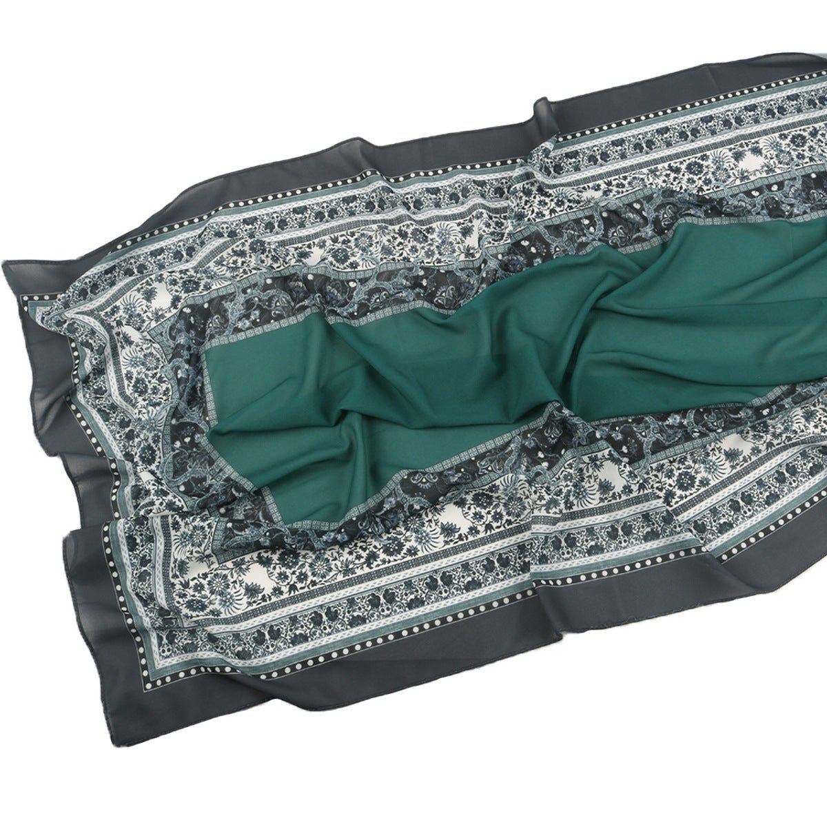 Elegant Printed Chiffon Hijab Scarf Bohemian Style Breathable Sun Protection Wrap (MH136)
