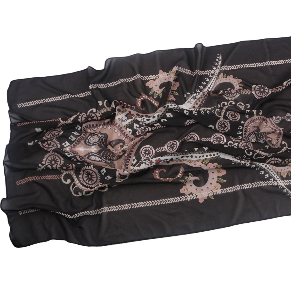 Elegant Printed Chiffon Hijab Scarf Bohemian Style Breathable Sun Protection Wrap (MH136)