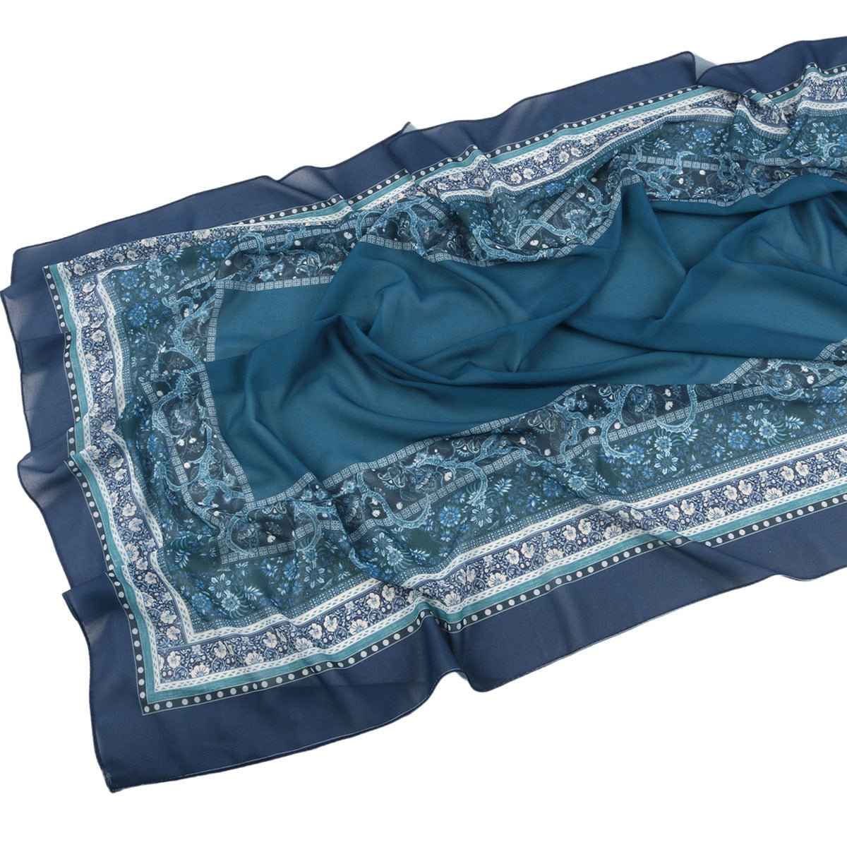 Elegant Printed Chiffon Hijab Scarf Bohemian Style Breathable Sun Protection Wrap (MH136)