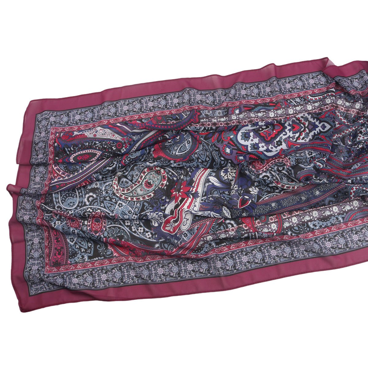 Elegant Printed Chiffon Hijab Scarf Bohemian Style Breathable Sun Protection Wrap (MH136)