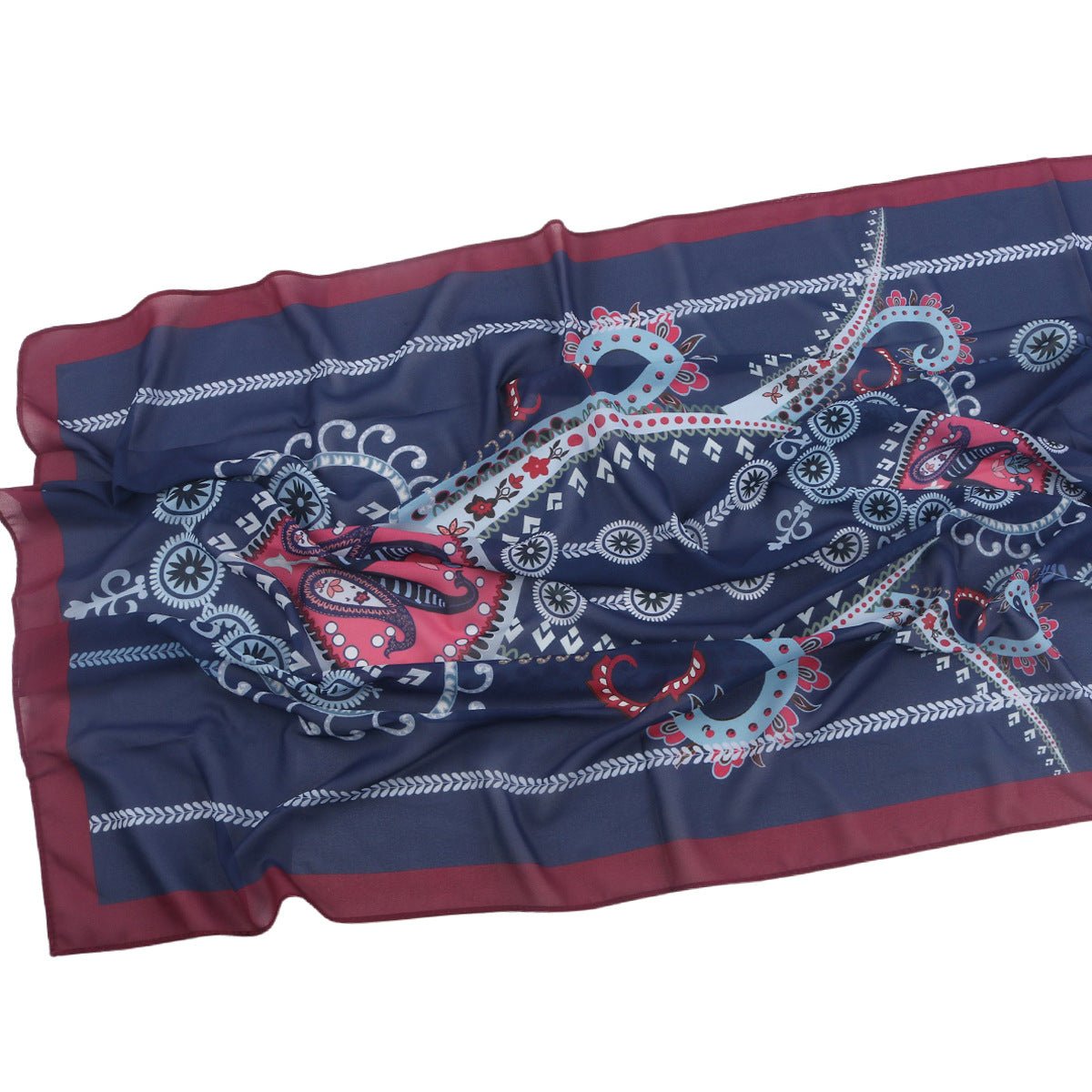 Elegant Printed Chiffon Hijab Scarf Bohemian Style Breathable Sun Protection Wrap (MH136)