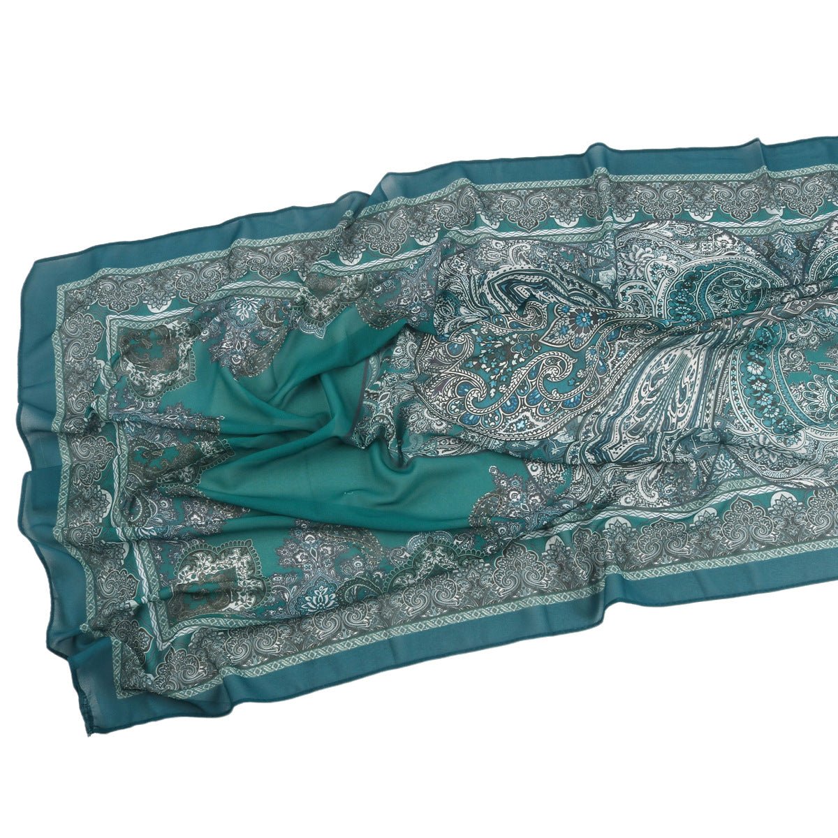 Elegant Printed Chiffon Hijab Scarf Bohemian Style Breathable Sun Protection Wrap (MH136)