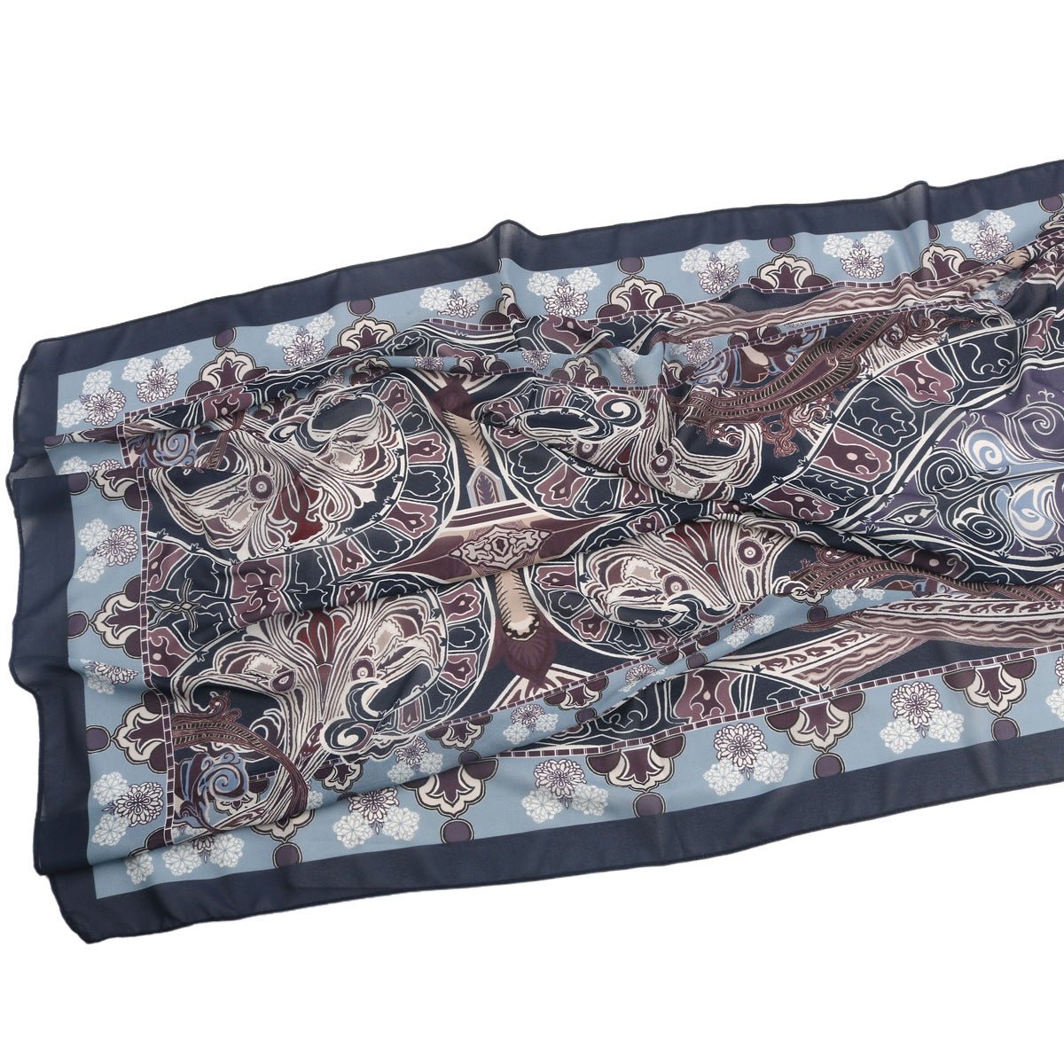 Elegant Printed Chiffon Hijab Scarf Bohemian Style Breathable Sun Protection Wrap (MH136)