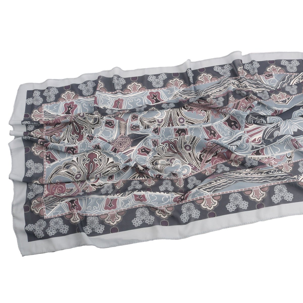 Elegant Printed Chiffon Hijab Scarf Bohemian Style Breathable Sun Protection Wrap (MH136)