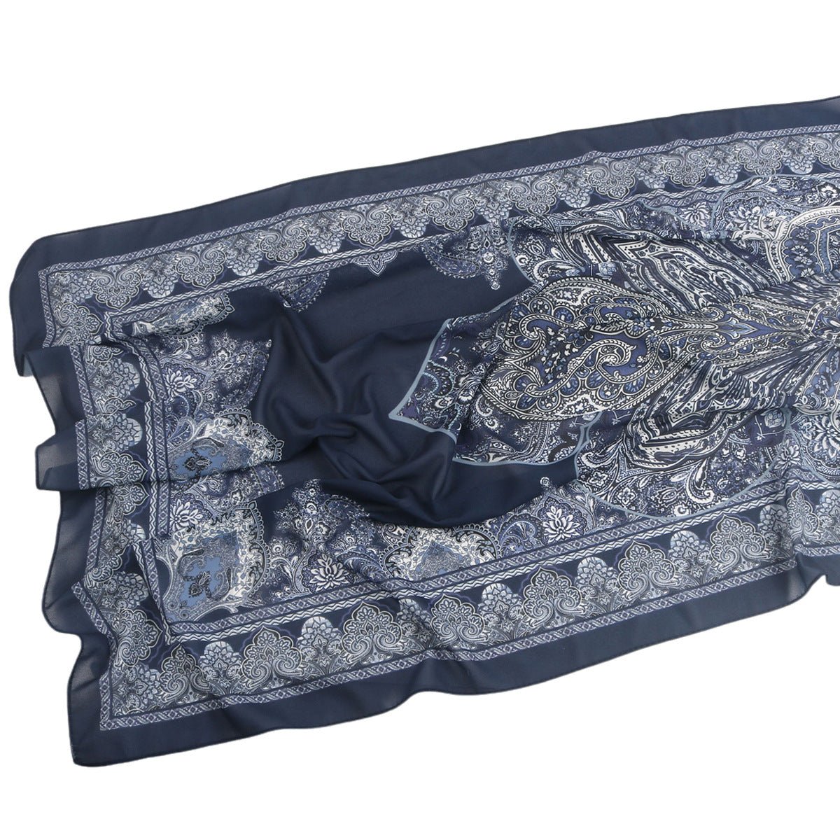 Elegant Printed Chiffon Hijab Scarf Bohemian Style Breathable Sun Protection Wrap (MH136)