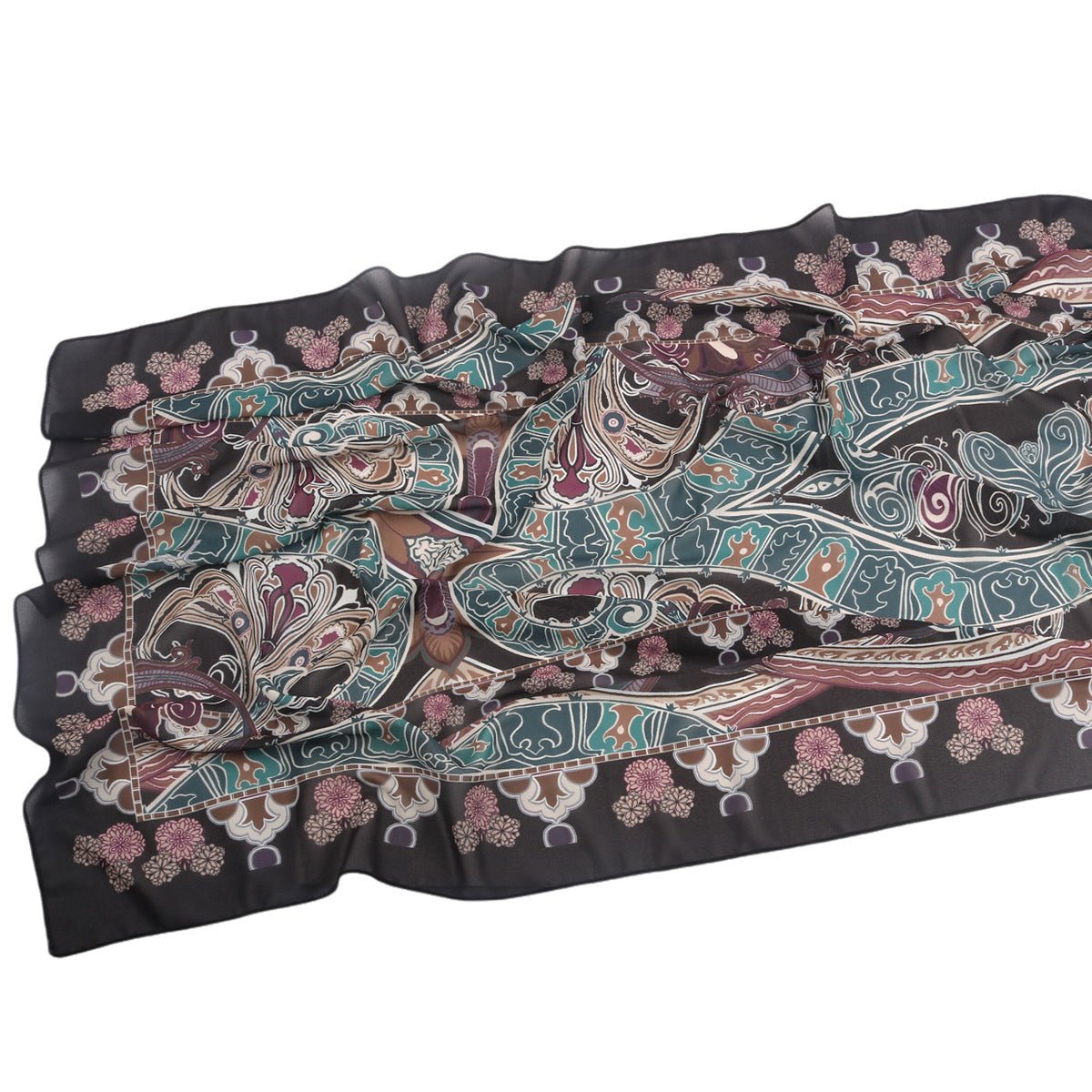 Elegant Printed Chiffon Hijab Scarf Bohemian Style Breathable Sun Protection Wrap (MH136)