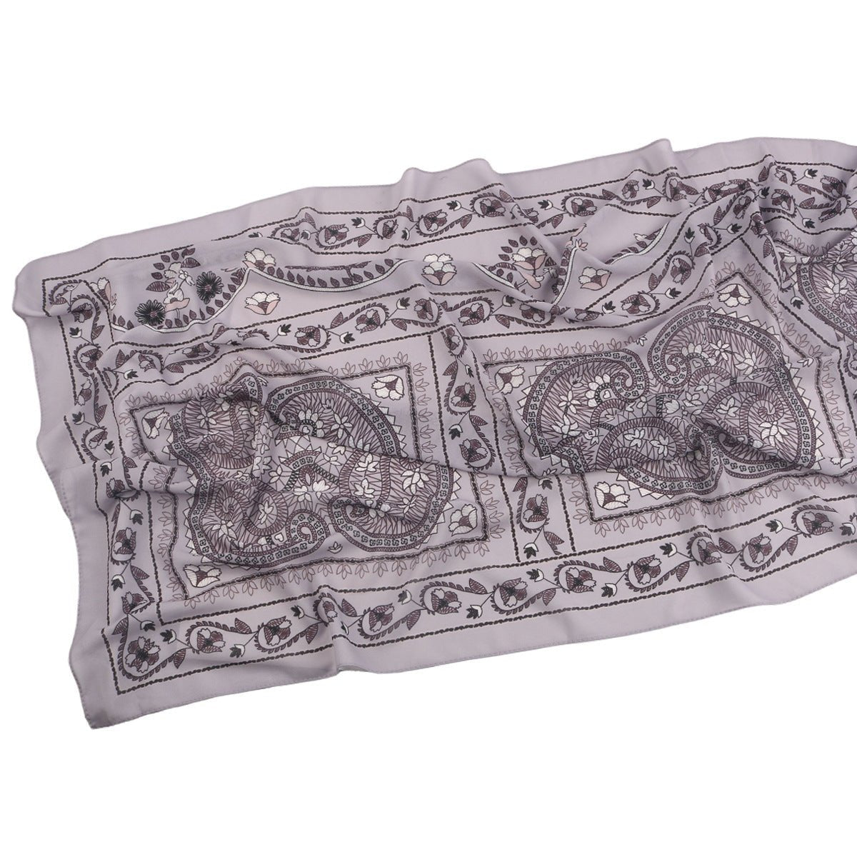 Elegant Printed Chiffon Hijab Scarf Bohemian Style Breathable Sun Protection Wrap (MH136)