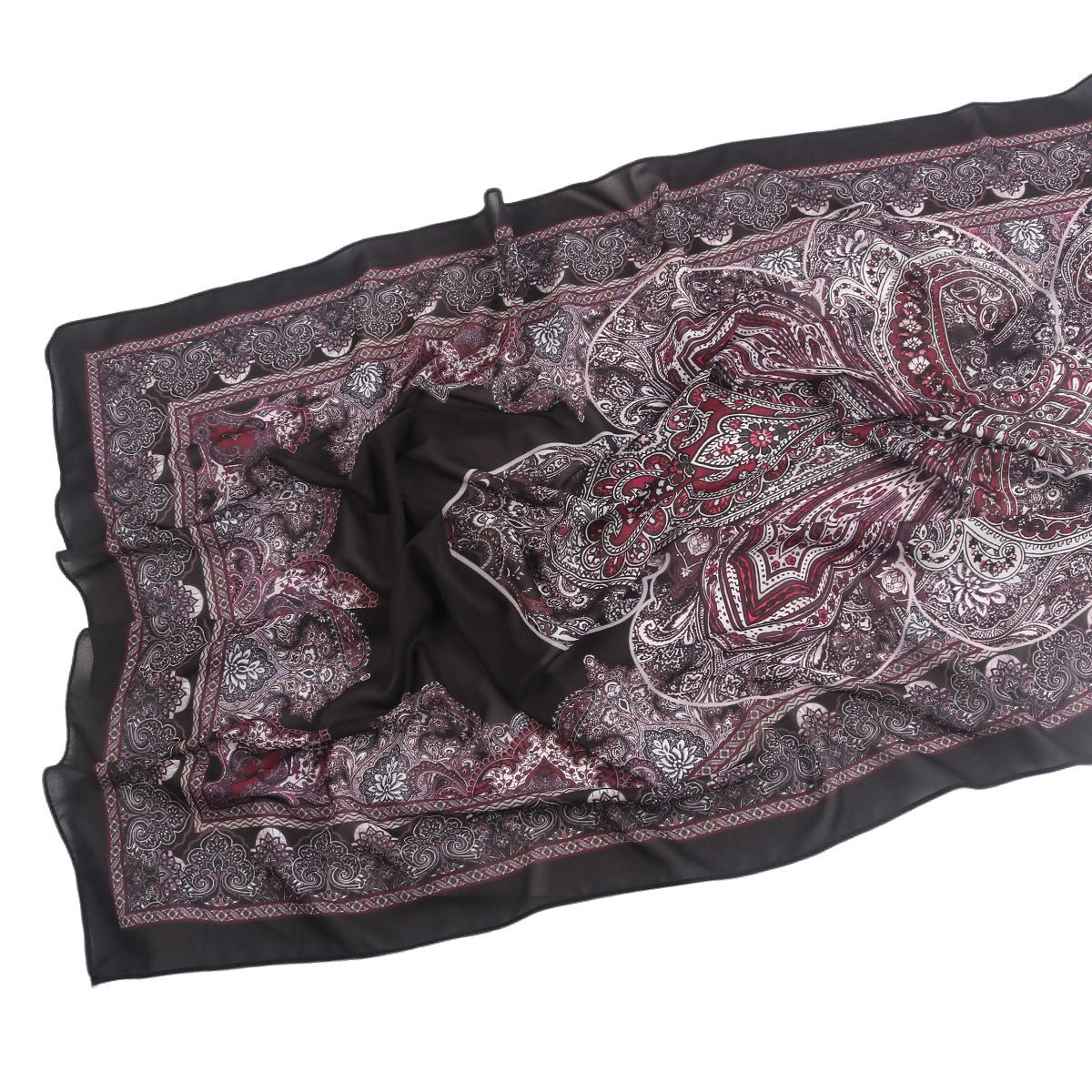 Elegant Printed Chiffon Hijab Scarf Bohemian Style Breathable Sun Protection Wrap (MH136)