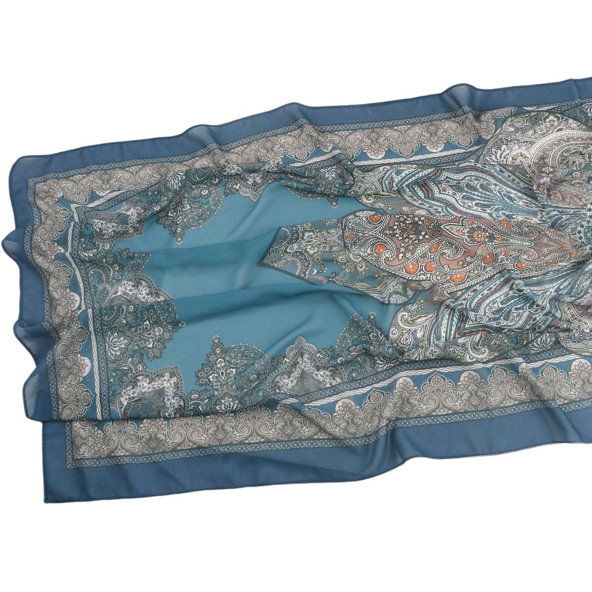 Elegant Printed Chiffon Hijab Scarf Bohemian Style Breathable Sun Protection Wrap (MH136)