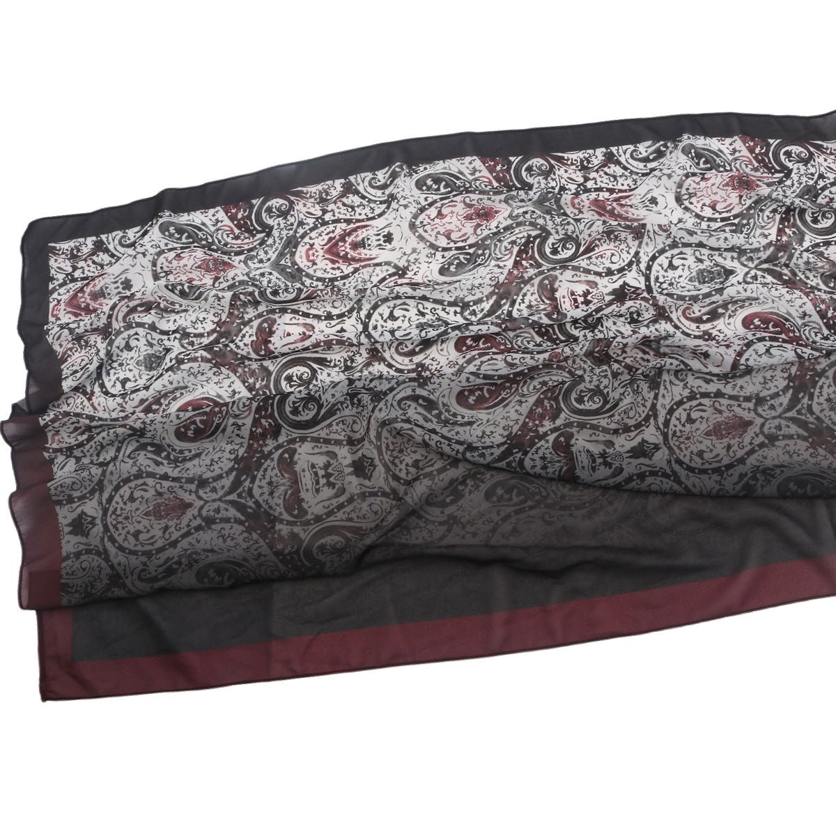 Elegant Printed Chiffon Hijab Scarf Bohemian Style Breathable Sun Protection Wrap (MH136)