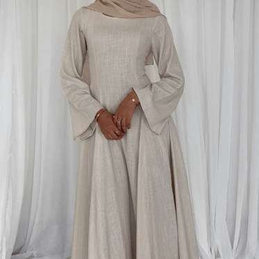 Solid Color Robe Abaya With Back-Tie | Dressing Gown Style Abaya with Flared Sleeves (MA215)
