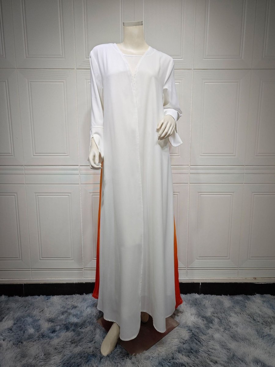 Elegant Gradient Pleated Abaya Robe | Modest Muslim Chiffon Maxi Dress (MOA223)