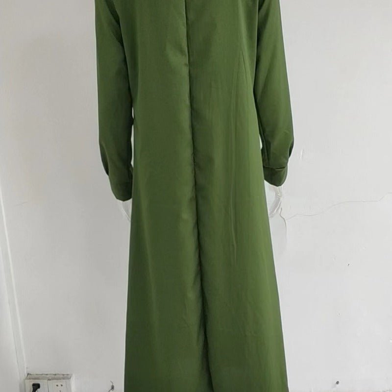 Elegant V-Neck Maxi Dress with Drawstring Design | Contemporary Modest Wear (MS121)