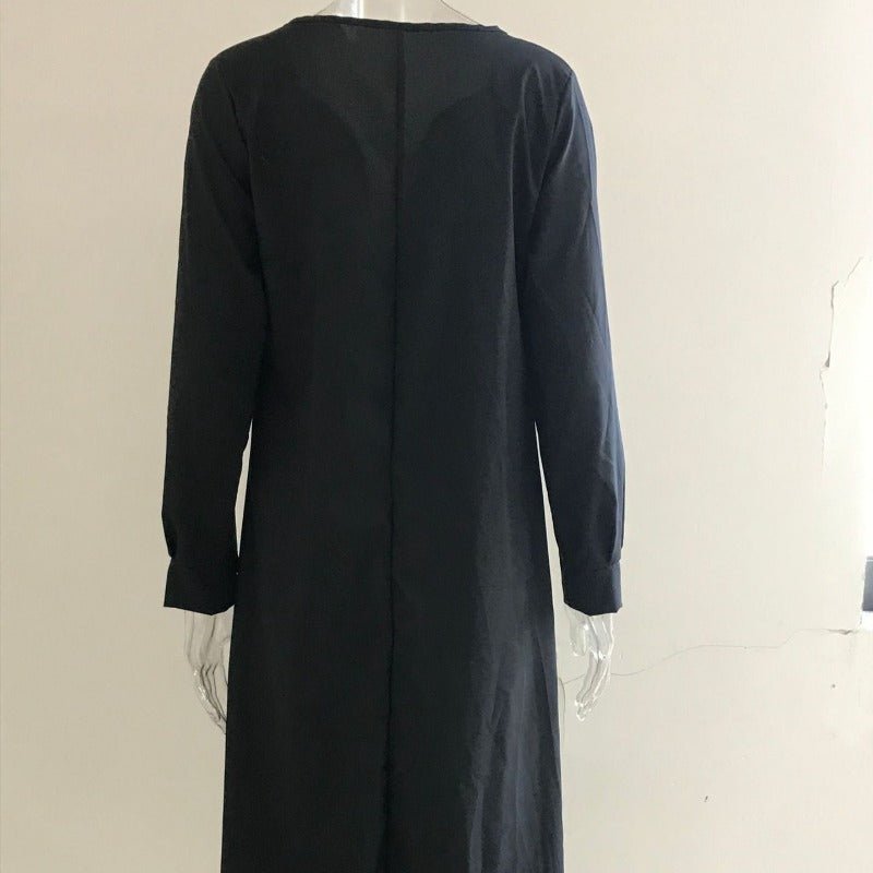 Elegant V-Neck Maxi Dress with Drawstring Design | Contemporary Modest Wear (MS121)