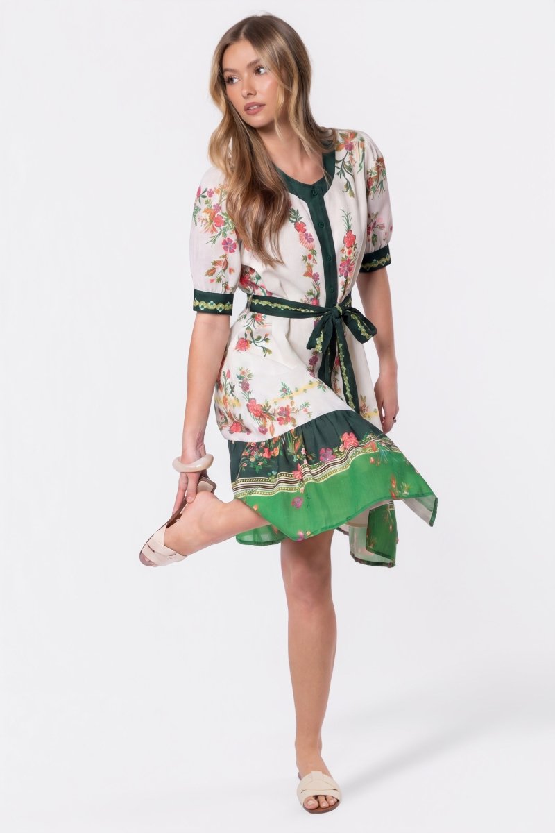 Elma Dress (Ivory Green)