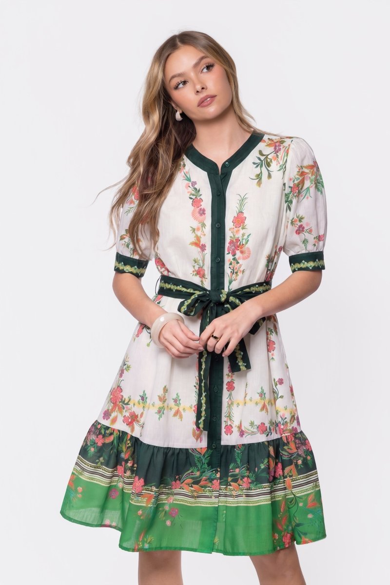 Elma Dress (Ivory Green)