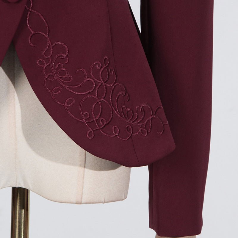 Embroidered Blazer & Pleated Skirt Set(MS214)
