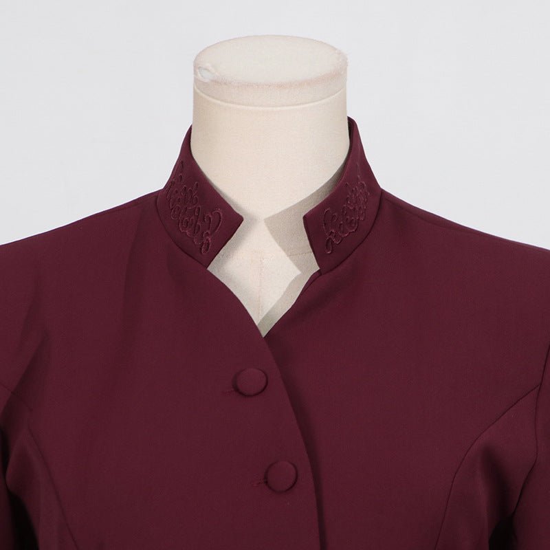 Embroidered Blazer & Pleated Skirt Set(MS214)