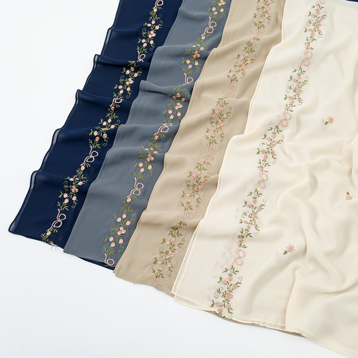 Embroidered Chiffon Hijab Scarf | Chiffon Hijab With Embroidery (MH220)