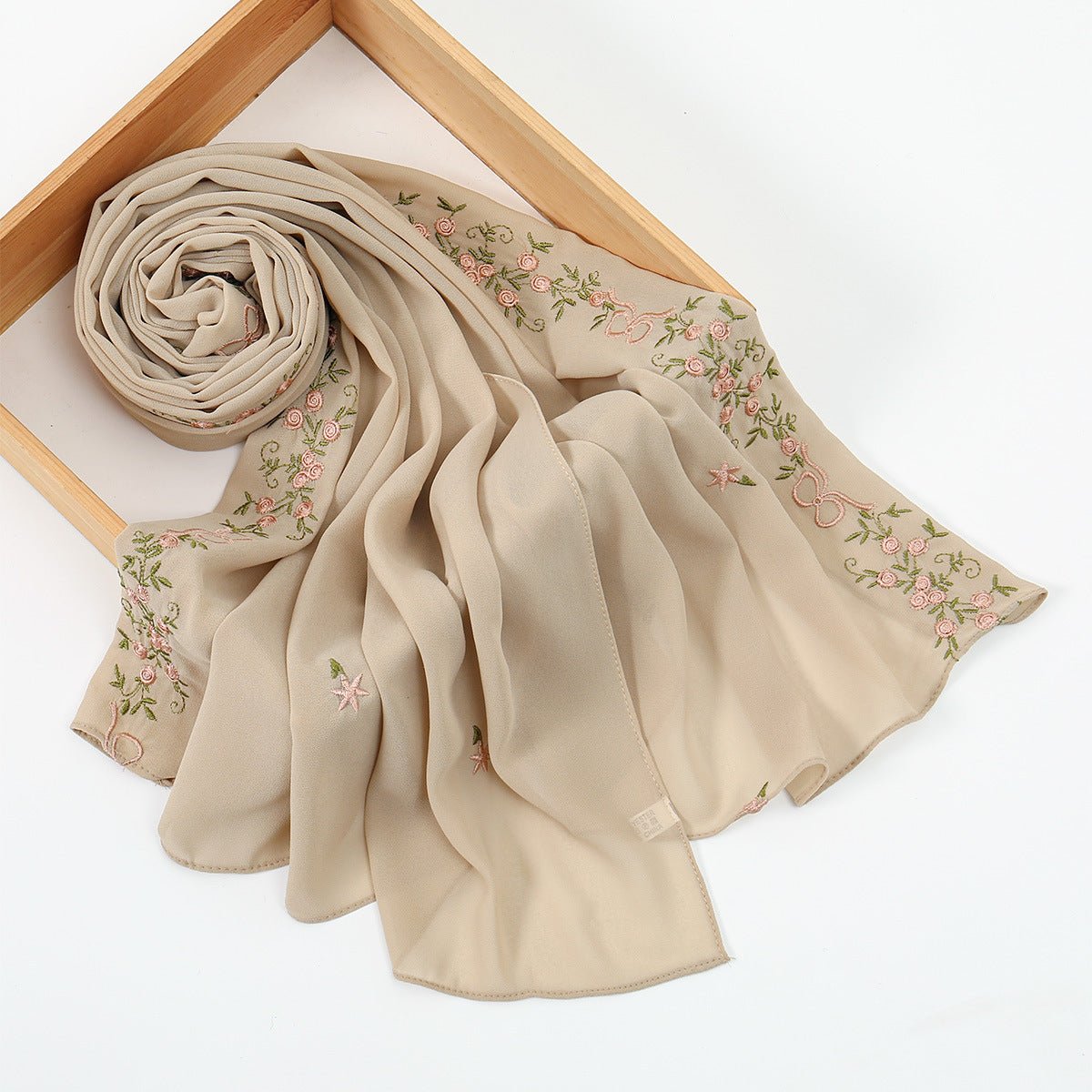 Embroidered Chiffon Hijab Scarf | Chiffon Hijab With Embroidery (MH220)