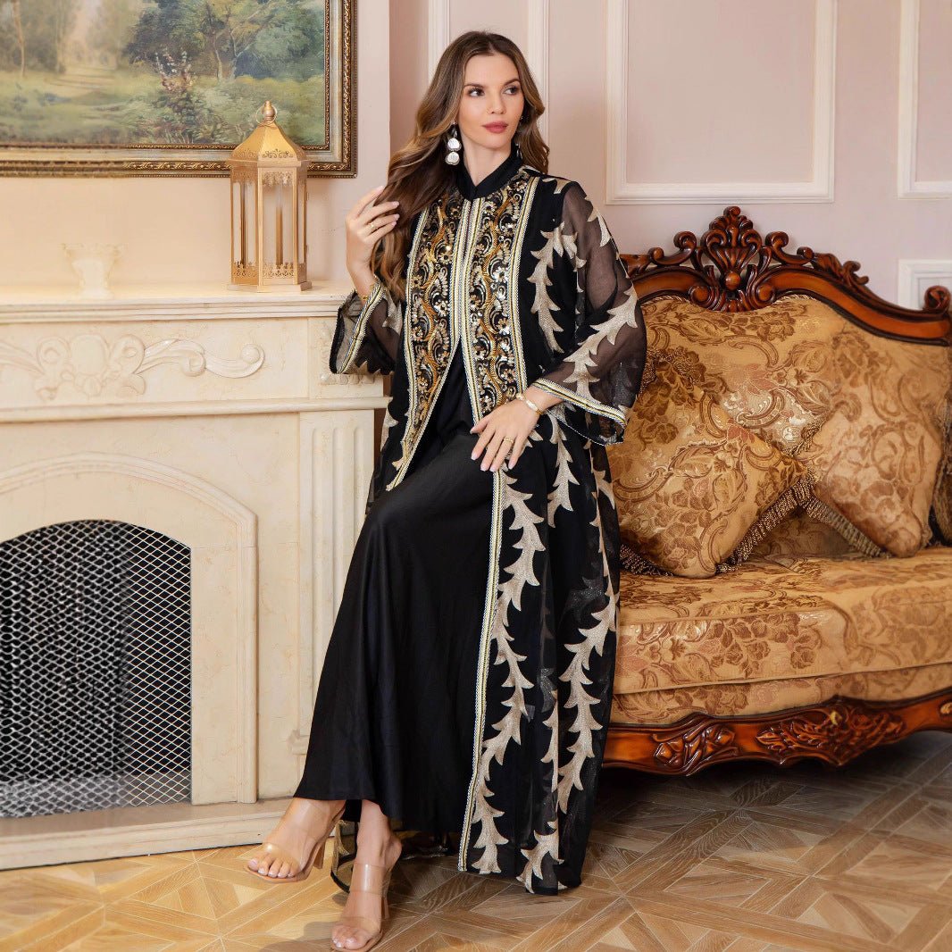 Embroidered Mesh Party Abaya (MA414)