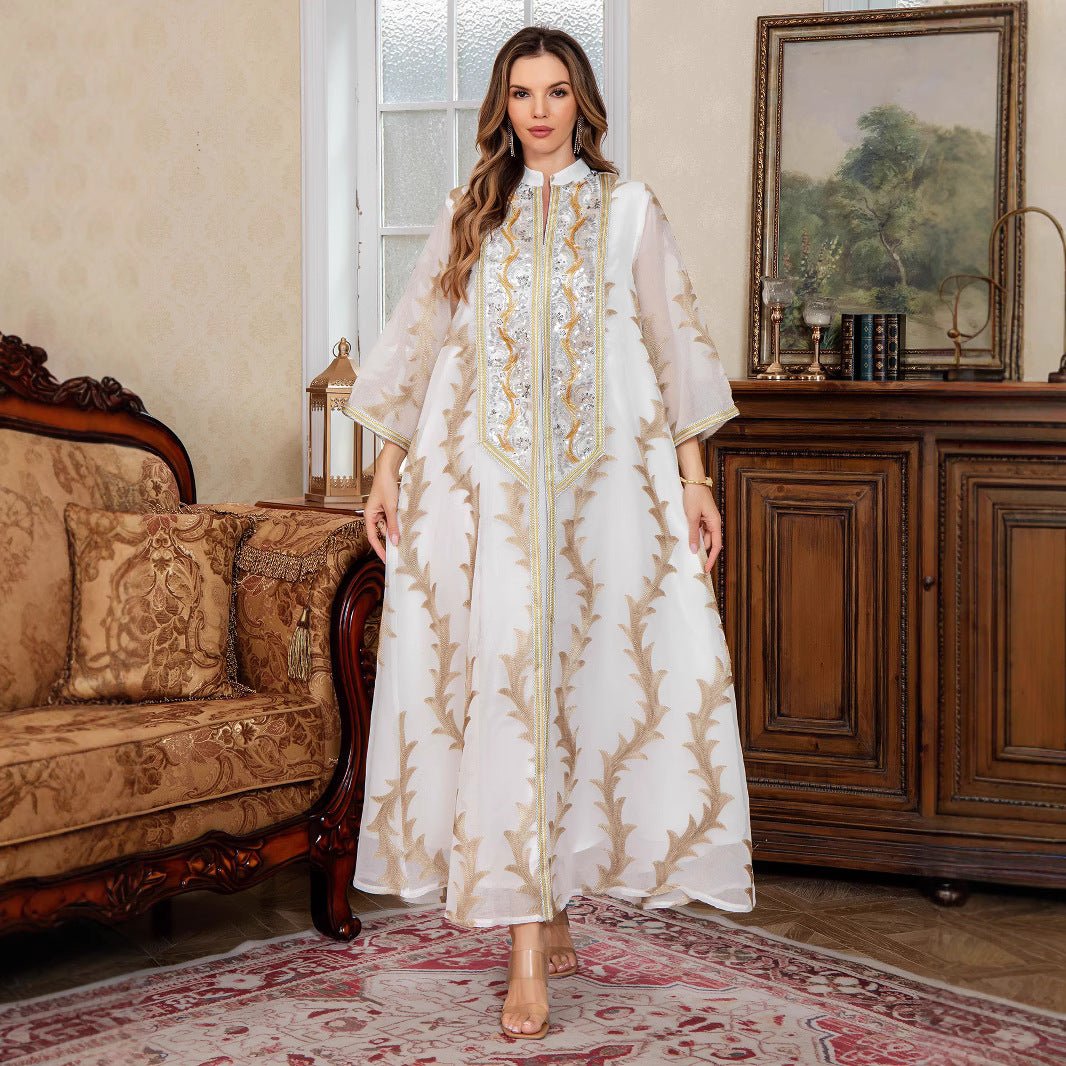 Embroidered Mesh Party Abaya (MA414)