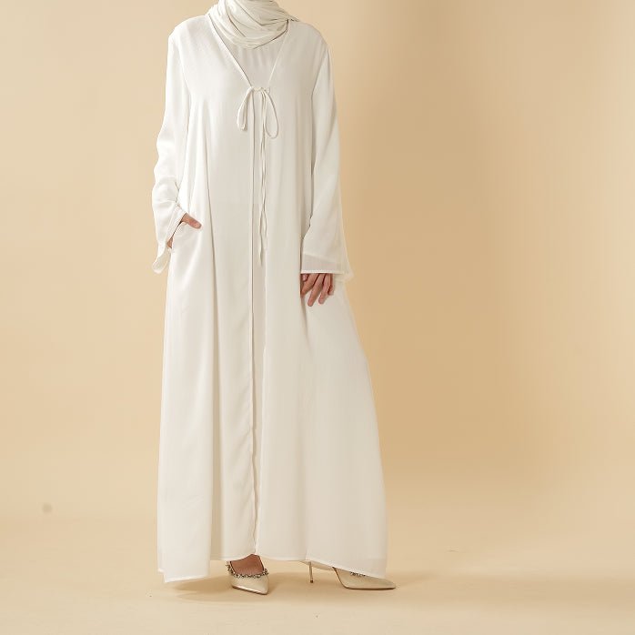 Essential Zoom Open Front Abaya with Tie Closure & Pockets (MOA309)
