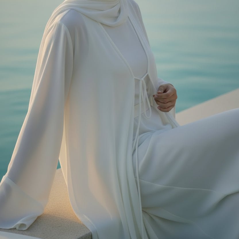 Essential Zoom Open Front Abaya with Tie Closure & Pockets (MOA309)