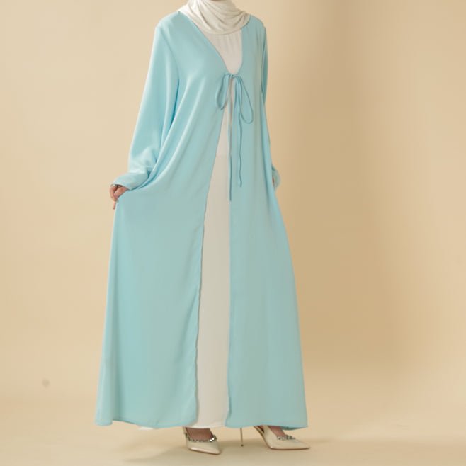 Essential Zoom Open Front Abaya with Tie Closure & Pockets (MOA309)