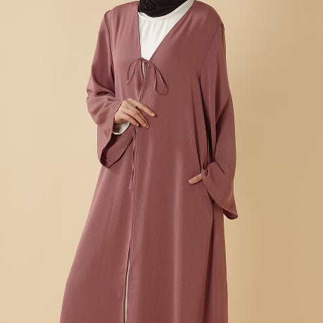 Essential Zoom Open Front Abaya with Tie Closure & Pockets (MOA309)