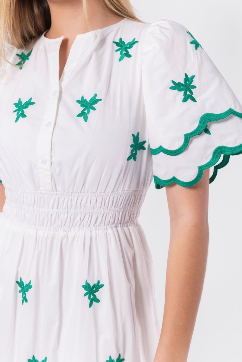 Estelle Dress (White Green)