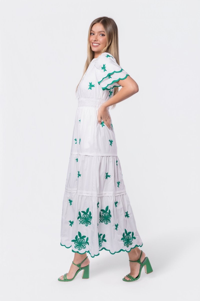 Estelle Dress (White Green)