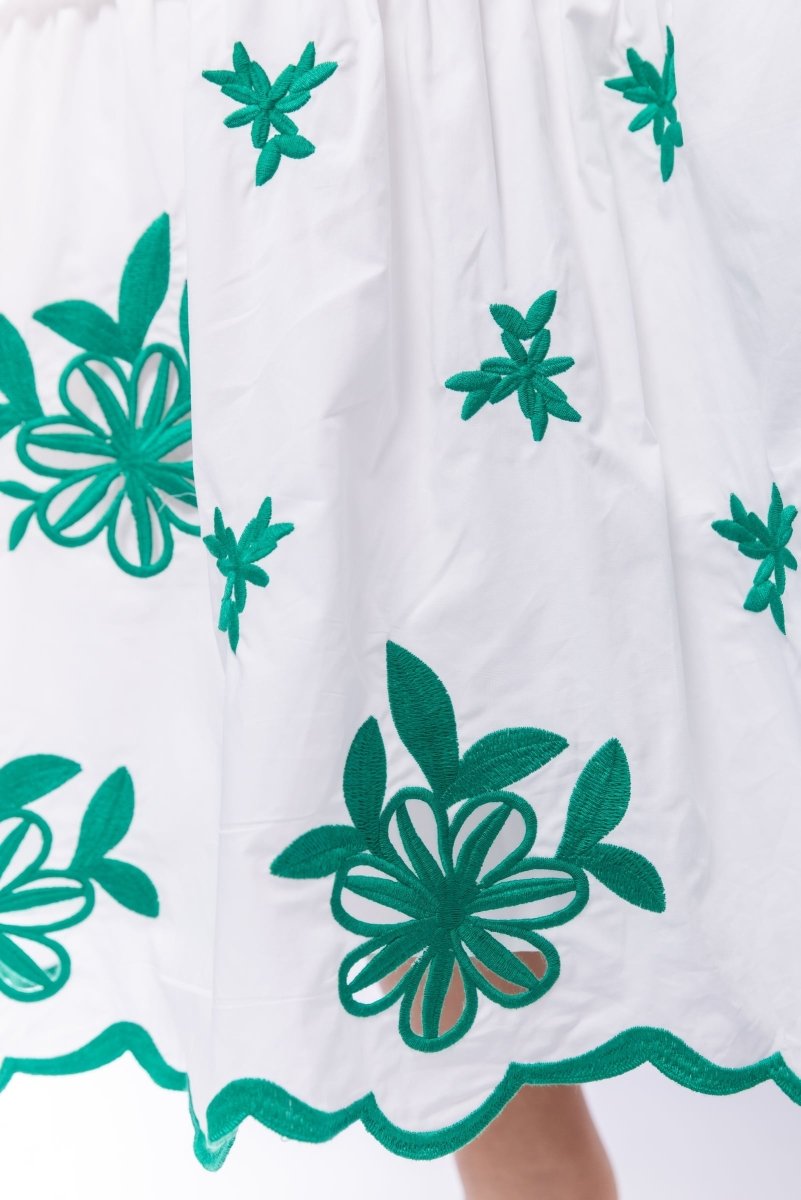 Estelle Dress (White Green)