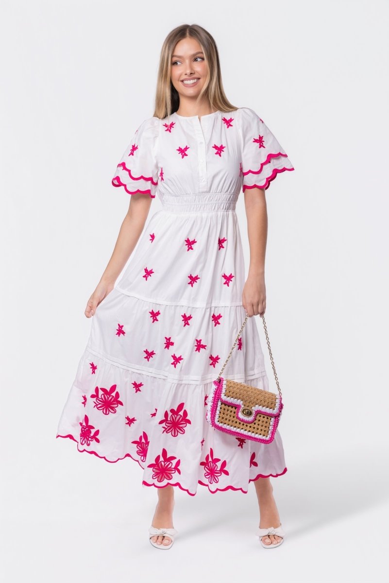 Estelle Dress (White Pink)