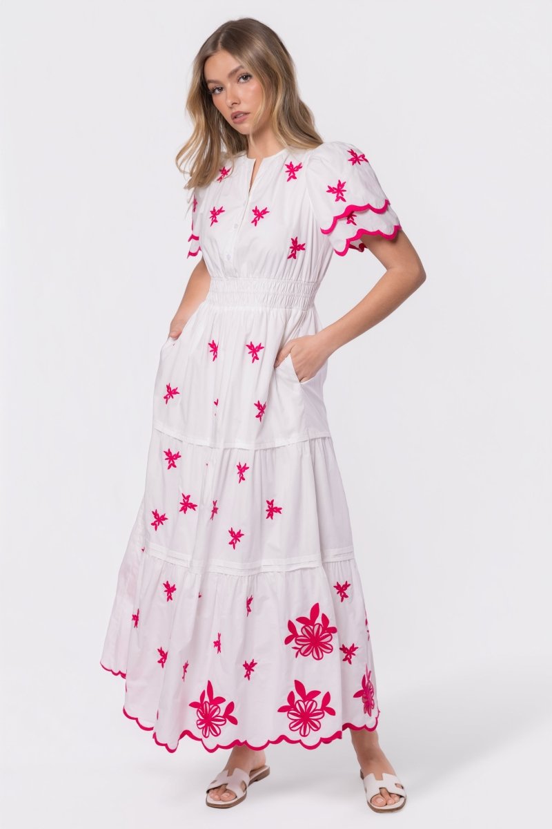 Estelle Dress (White Pink)