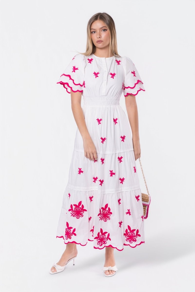 Estelle Dress (White Pink)