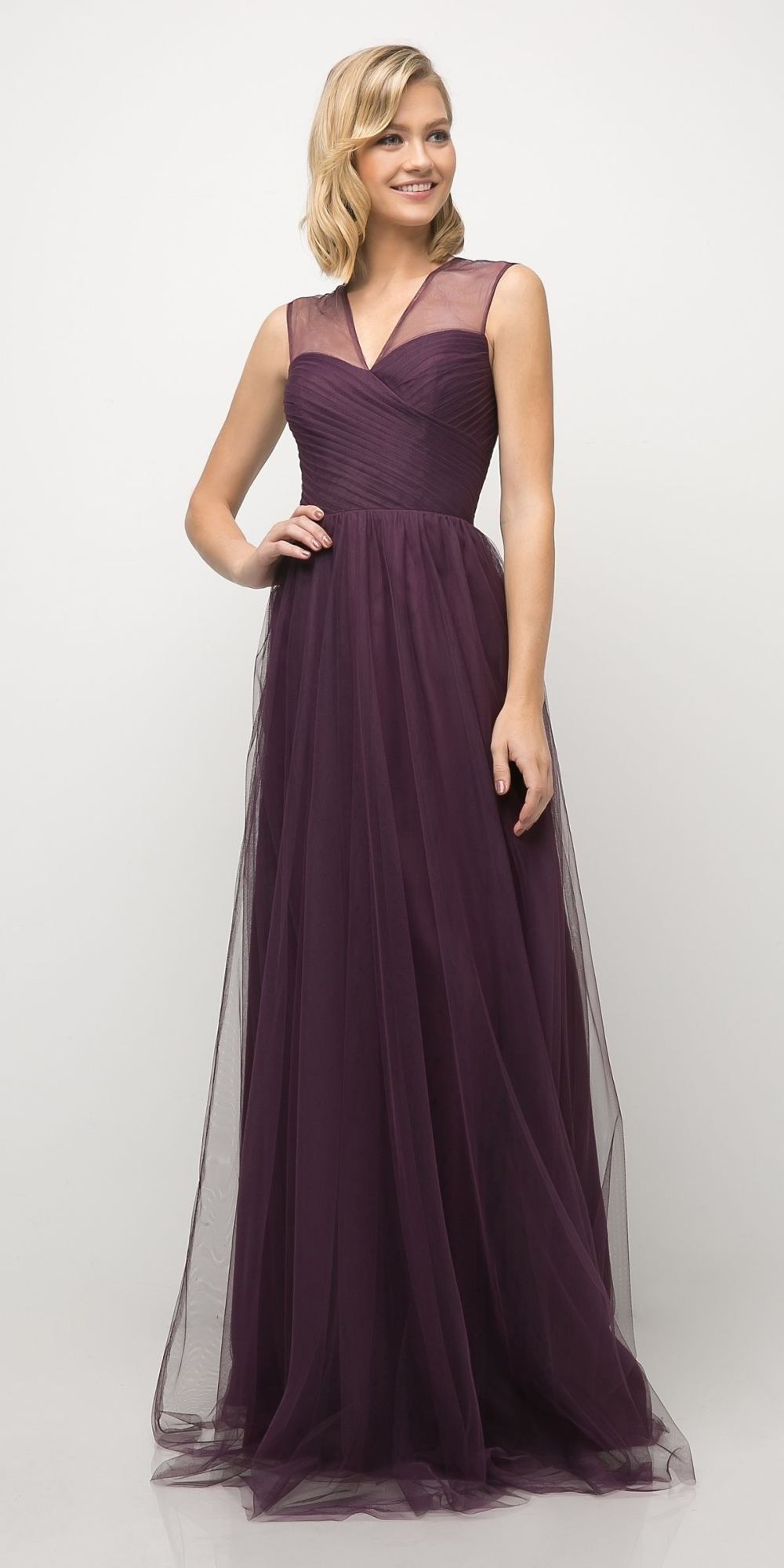 Ladivine ET320 Illusion V-Neck and Back Long Formal Dress Sleeveless