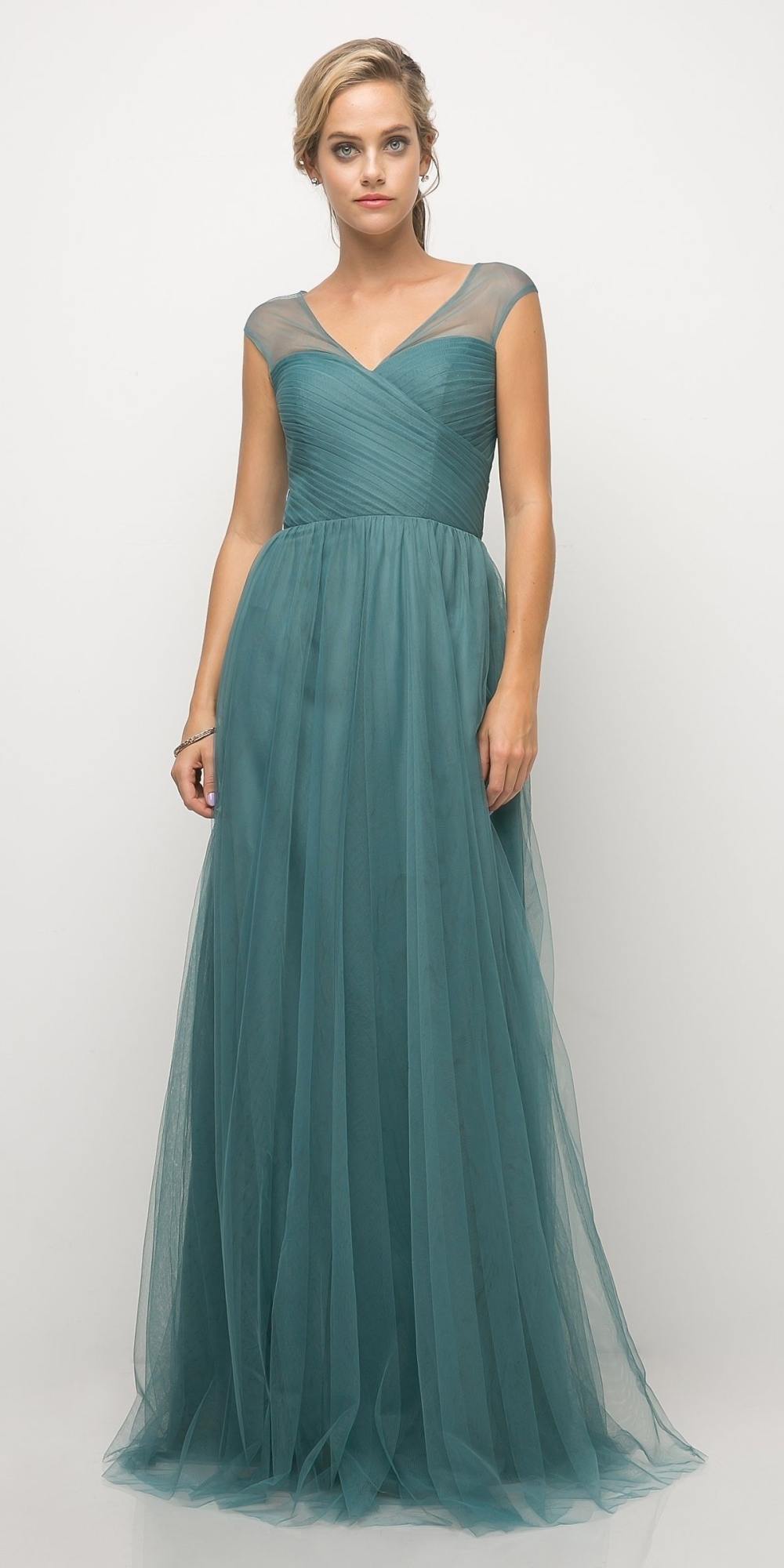 CLEARANCE - Ladivine ET320 Illusion V-Neck and Back Long Dress (Size 14)