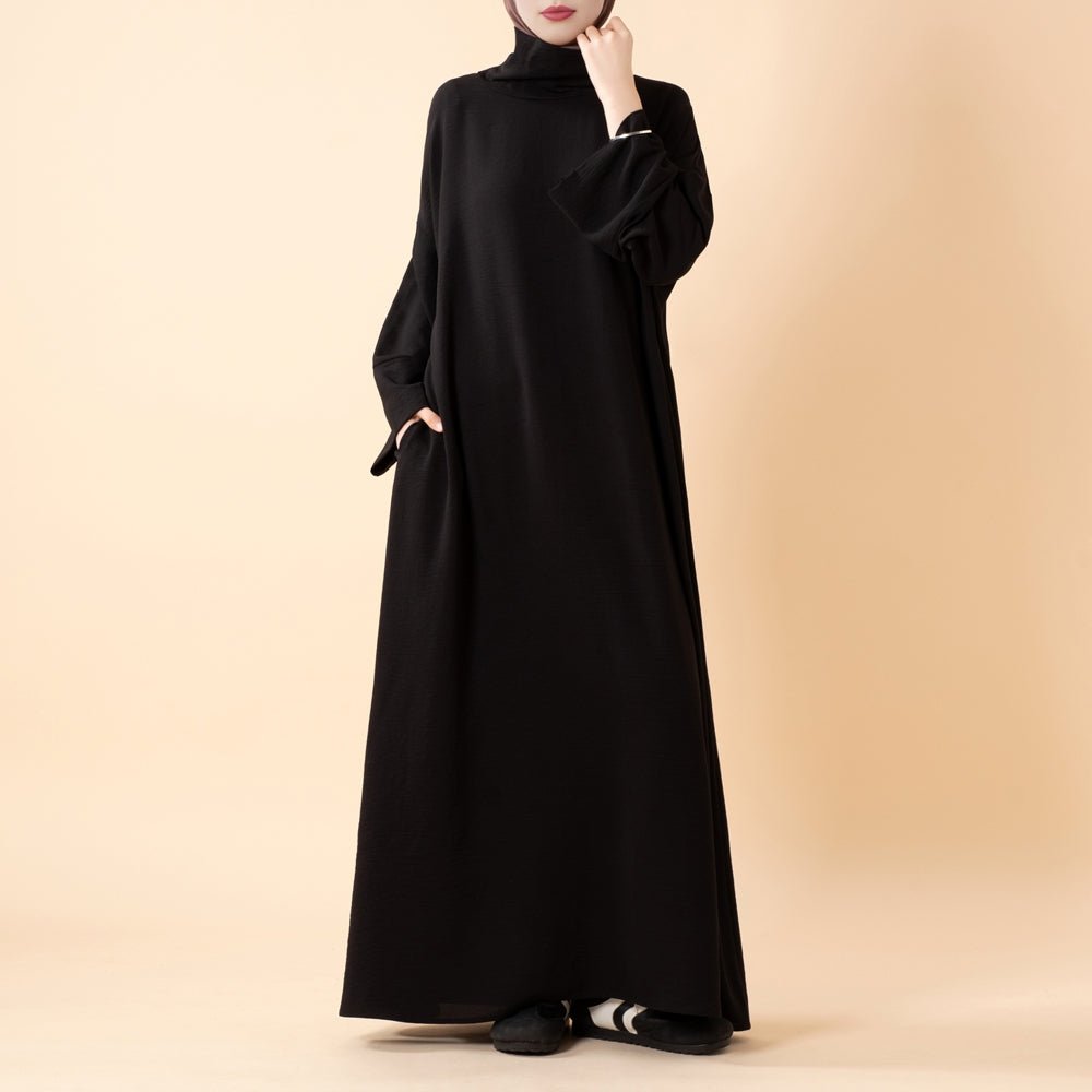 Everyday Crepe Turtleneck Abaya – Relaxed Fit for All Seasons (MA384)