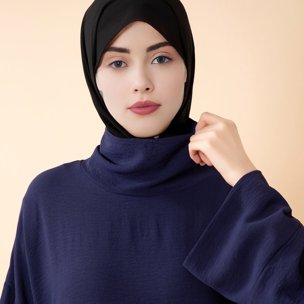 Everyday Crepe Turtleneck Abaya – Relaxed Fit for All Seasons (MA384)