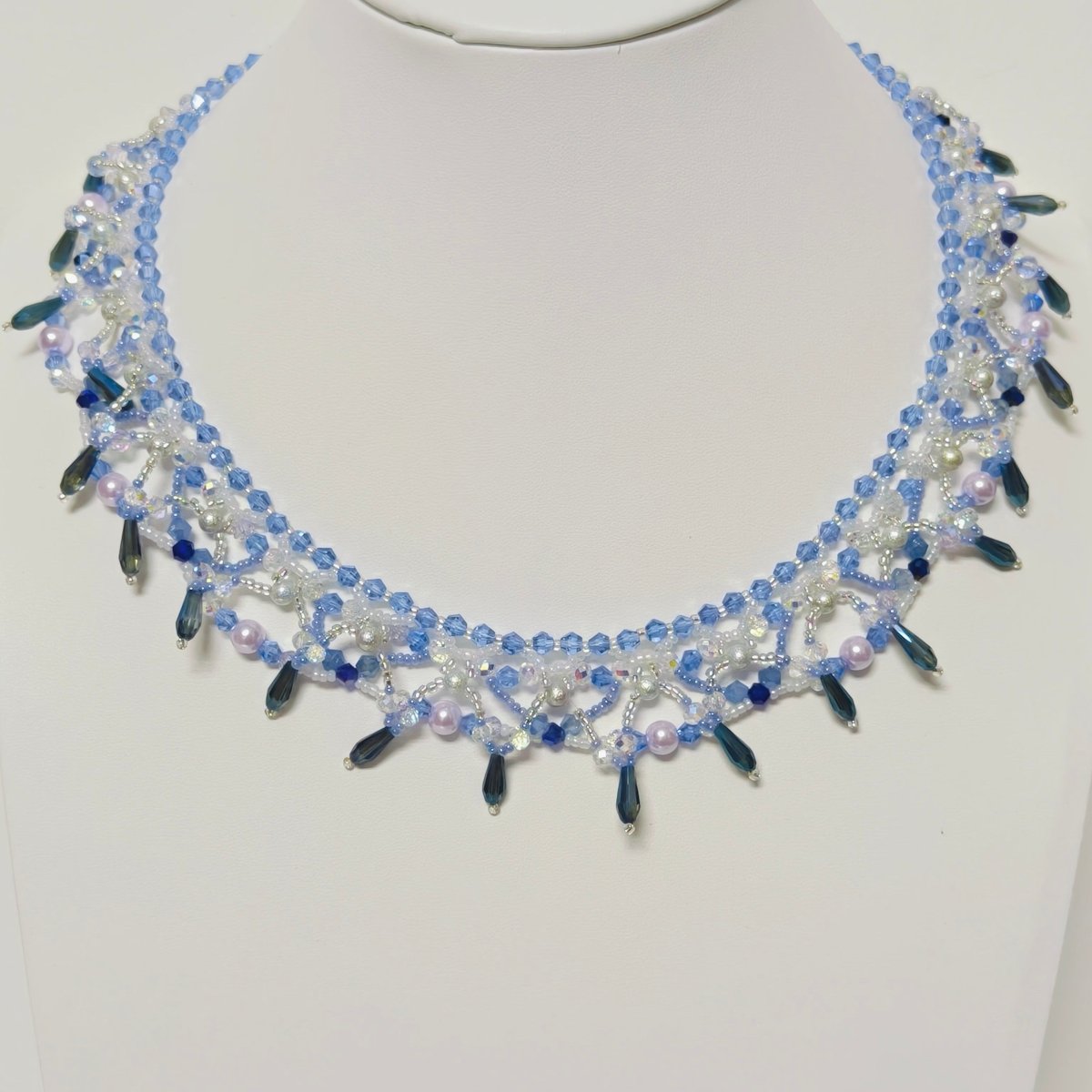 Handmade Woven Beaded Necklace | Glass Beads & Shell Pearls Choker | Intricate Seed Bead Art Necklace (MAC343)