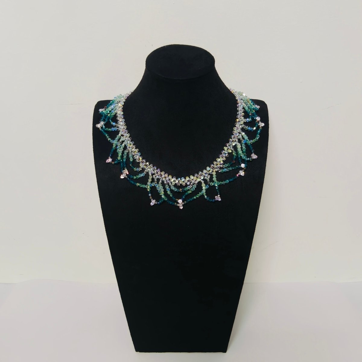 Handmade Woven Beaded Necklace | Glass Beads & Shell Pearls Choker | Intricate Seed Bead Art Necklace (MAC343)