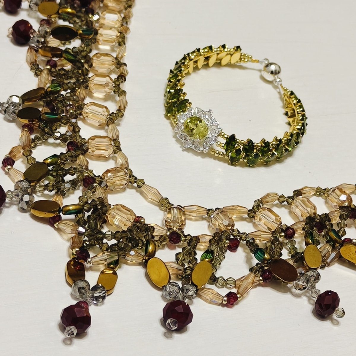 Handmade Woven Beaded Necklace | Glass Beads & Shell Pearls Choker | Intricate Seed Bead Art Necklace (MAC343)