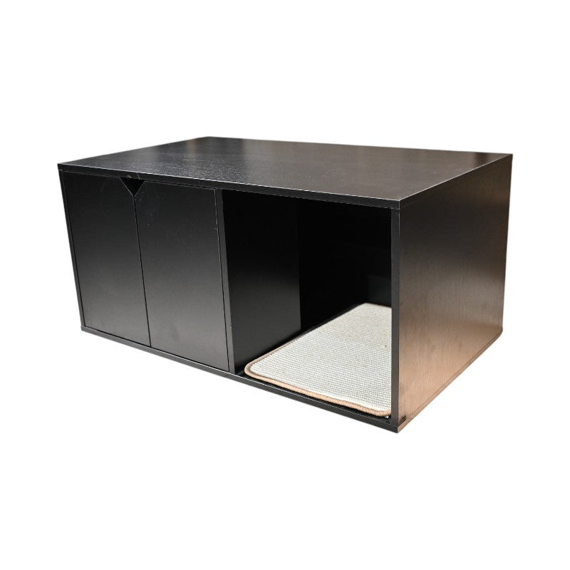 35.83' Cat Litter Box Enclosure Hidden Furniture (Scratch Pad Included), Modern Black Cat House with Corrugated Cardboard Scratching Pad - 35.83' x 20.47' x 17.05', 52 lbs