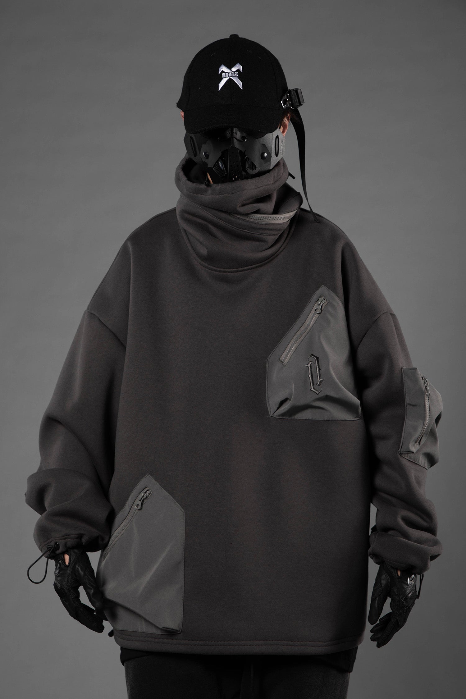 HiH33 Grey Utility Hoodie