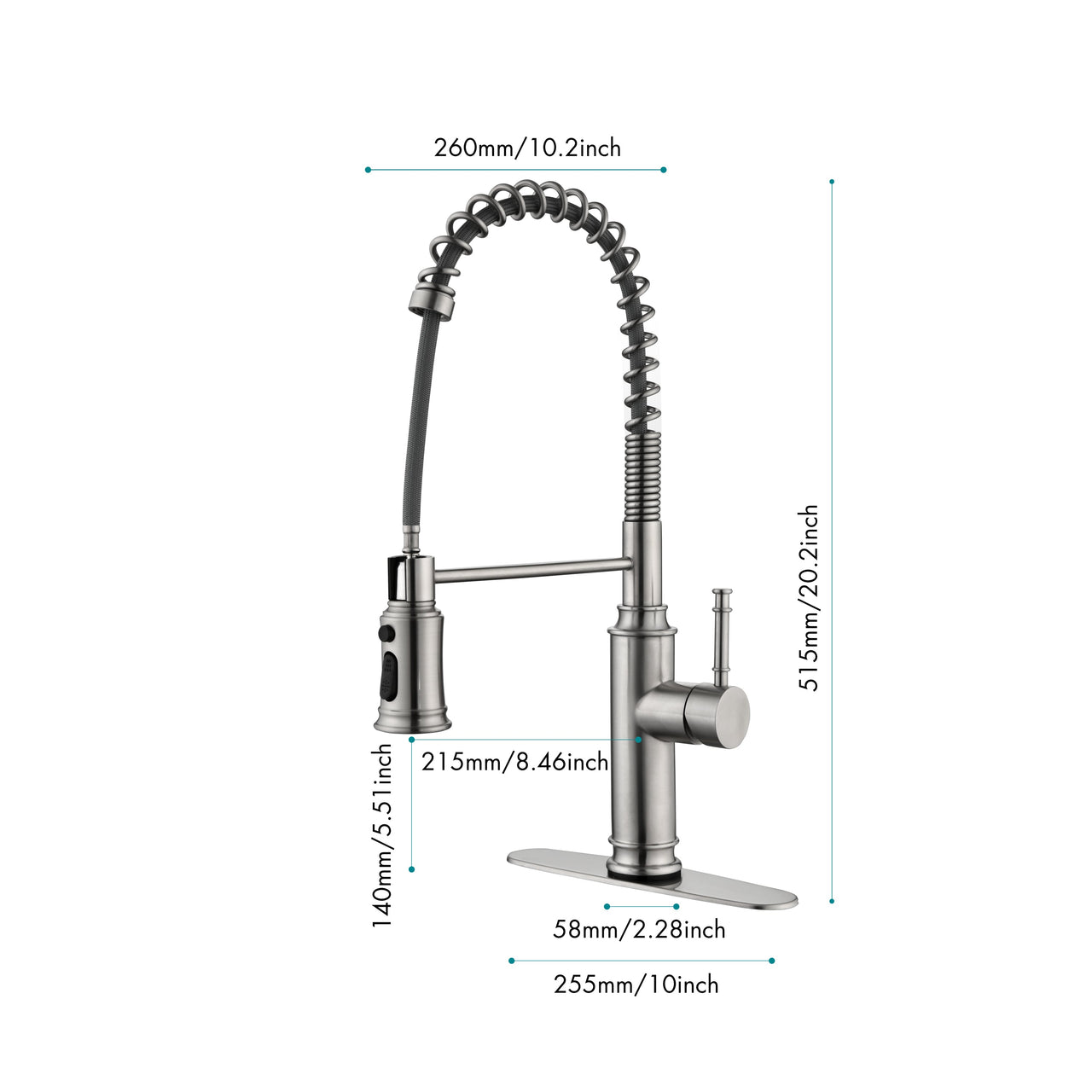 Kitchen Faucets Single Handle Pull Down Sprayer Spring Kitchen Sink Faucet