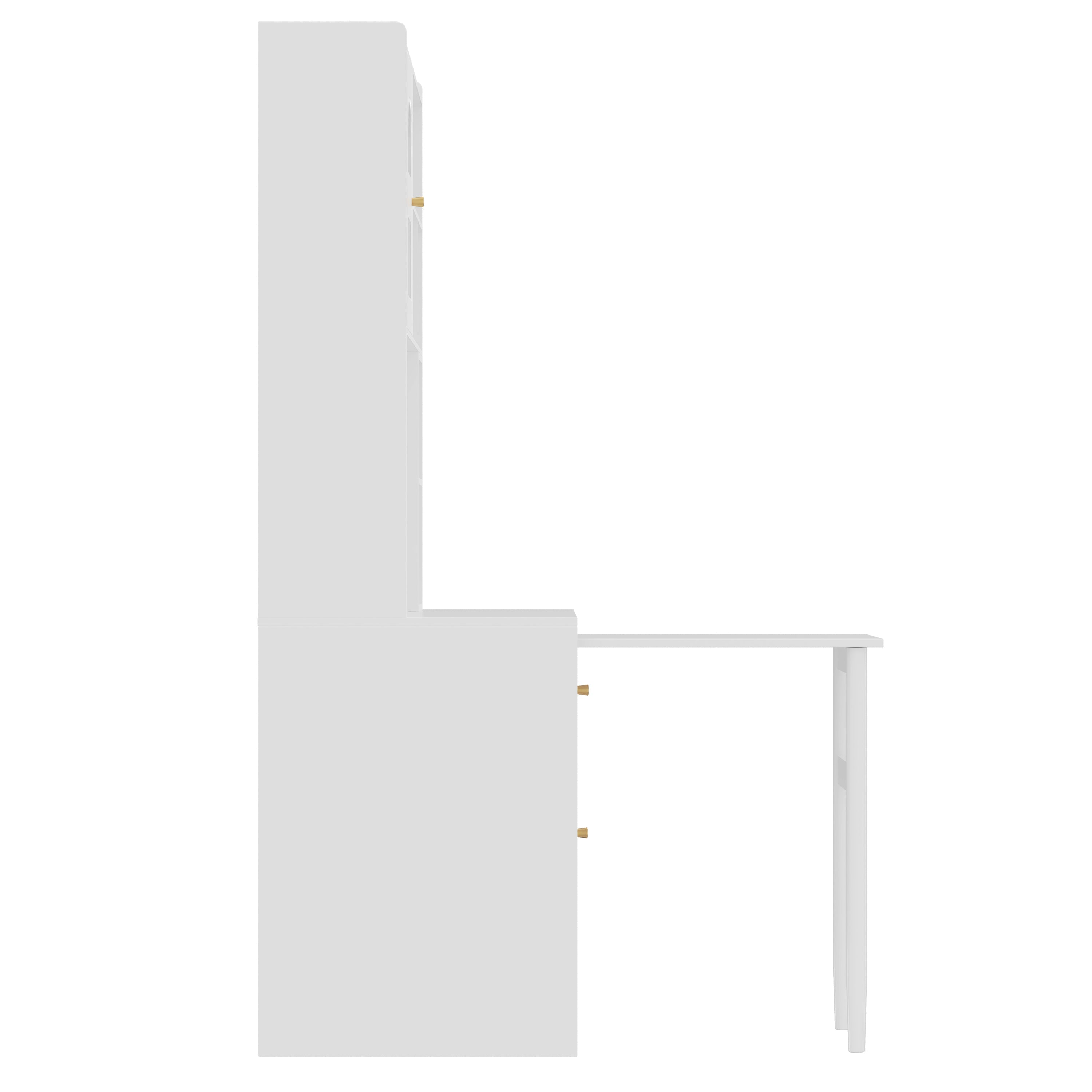 Computer Desk with 90 Degree Rotating Desktop, 43x70 Inch Office Desk with Storage Drawer and Cabinets, Gaming Desk with Shelves, Writing Desk for Study, Work Desk for Home (Old SKU:N733P279101K)