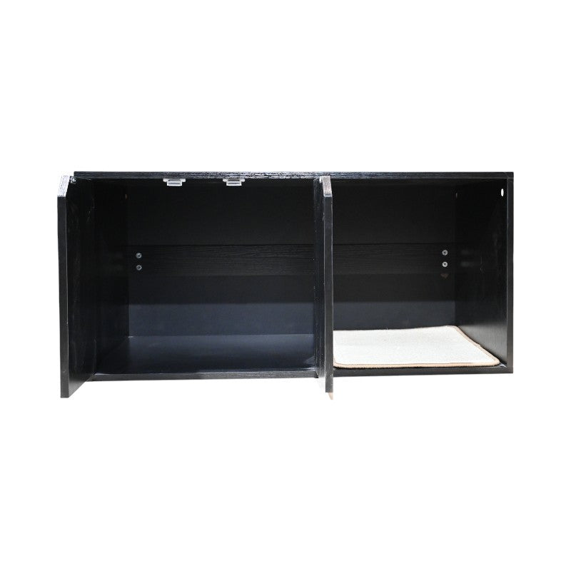 35.83' Cat Litter Box Enclosure Hidden Furniture (Scratch Pad Included), Modern Black Cat House with Corrugated Cardboard Scratching Pad - 35.83' x 20.47' x 17.05', 52 lbs