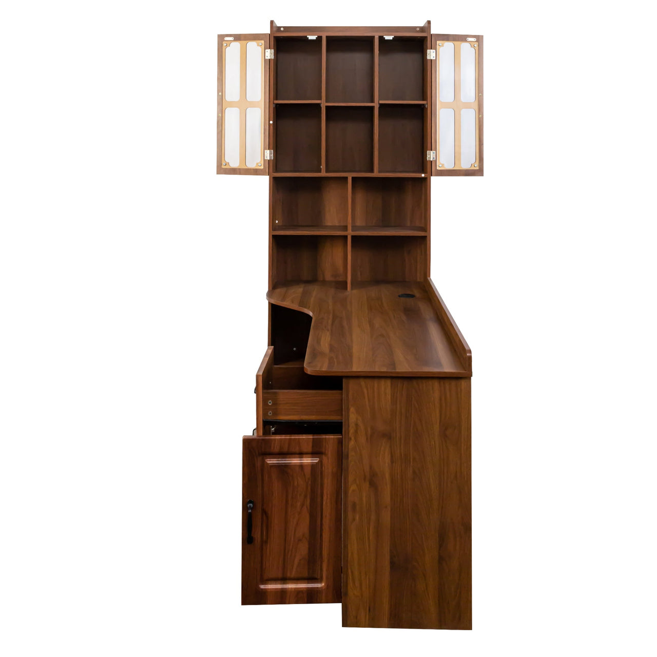 L-Shaped Corner Computer Desk  for Home Office or Study desk, Study Modern Style Table with Drawers, Bookshelf & Hutch, 2-in-1 L-Shaped Design, Large Working Space