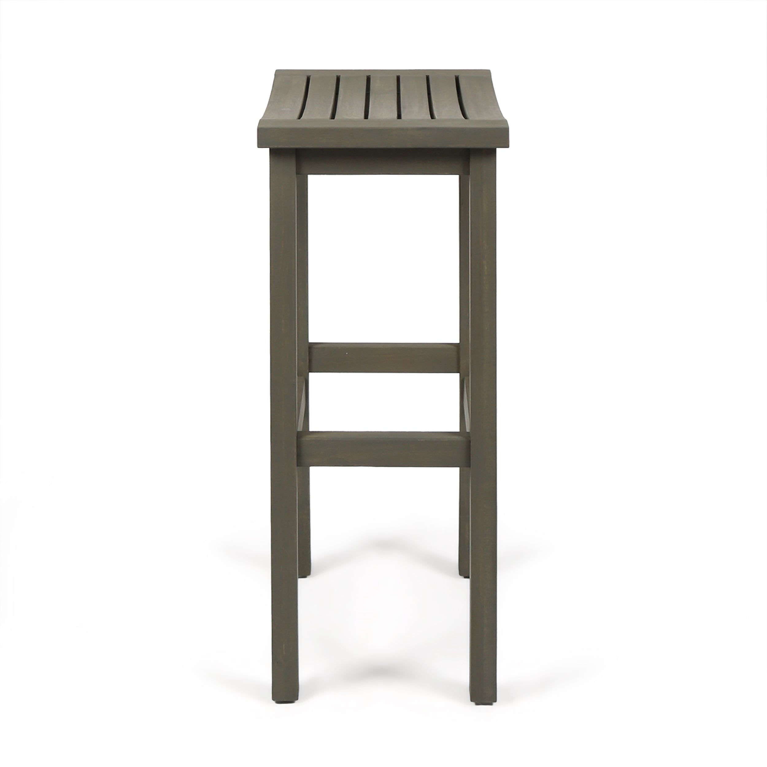 3-Piece Balcony Bar Set with Bottom Shelf Table and 2 Stools, Grey Finish